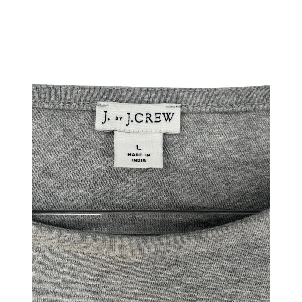 J by J Crew Womens L Cotton Eyelet Trim Hem Gray Top Long Sleeve Relaxed - Picture 5 of 8